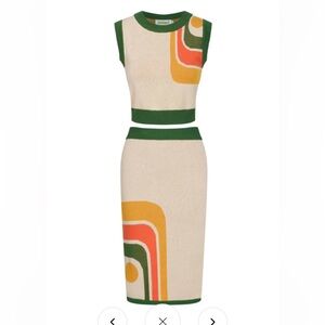 WOMEN’S RETRO-INSPIRED KNIT SET WITH BOLD GEOMETRIC GRAPHIC